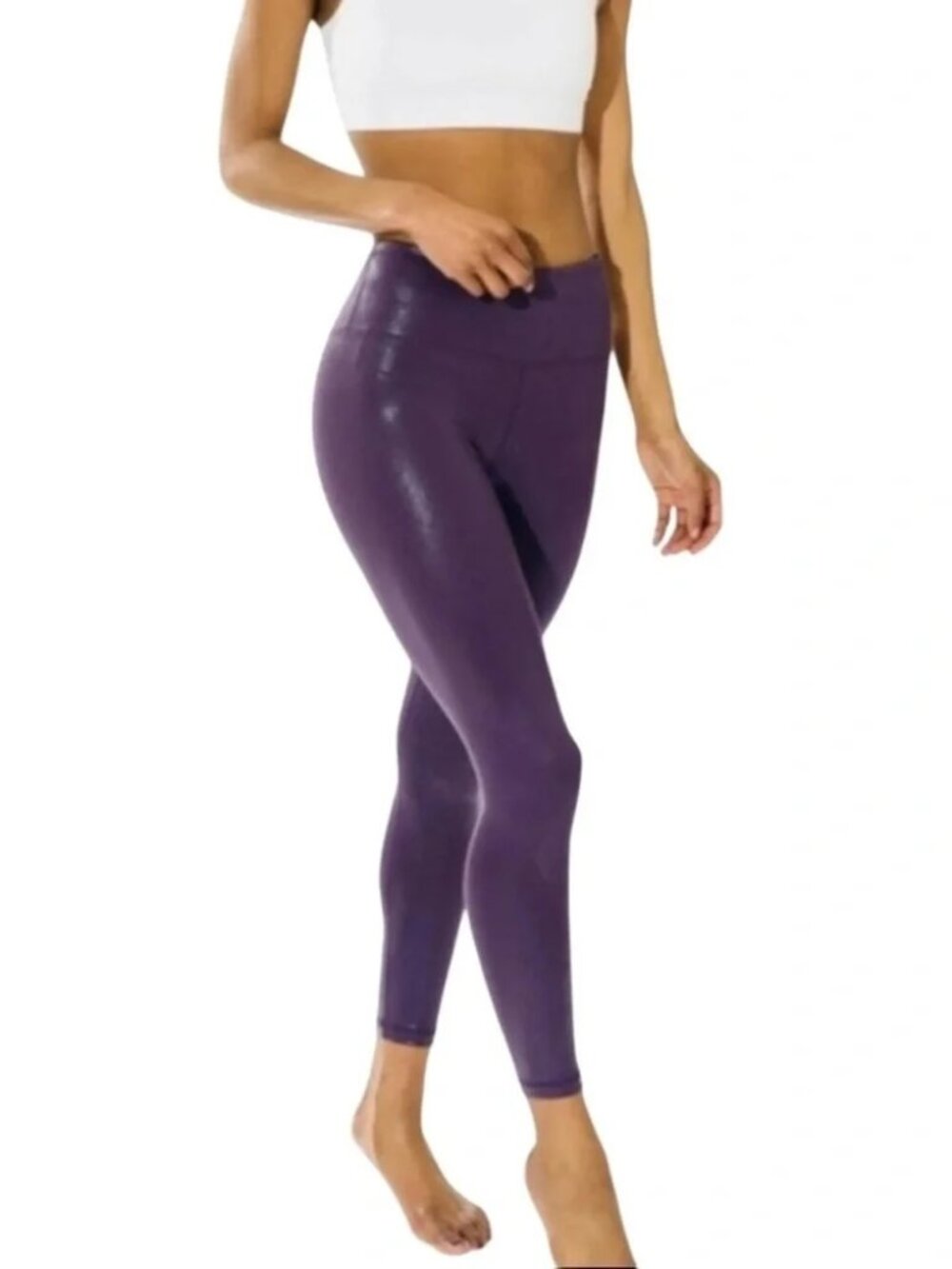 Zyia Plum Metallic Light N Tight Hi-Rise 7/8 Legging Size 14-16 NWT